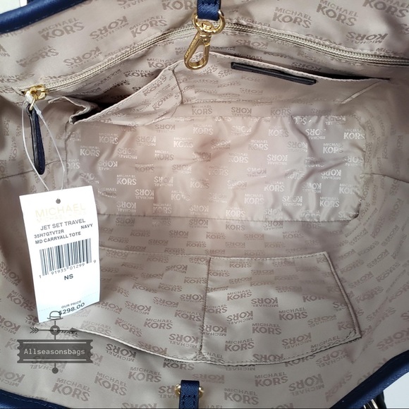 NWT Michael Kors Carryall Tote Navy Floral Bag - Picture 6 of 7